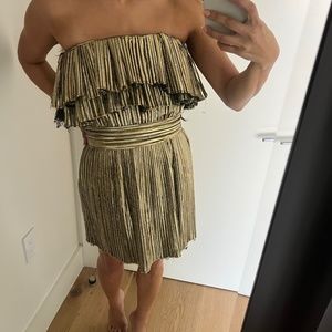 Saint Laurent - Gold Lame Foil Dress - Size 36 (US 0 or 2)